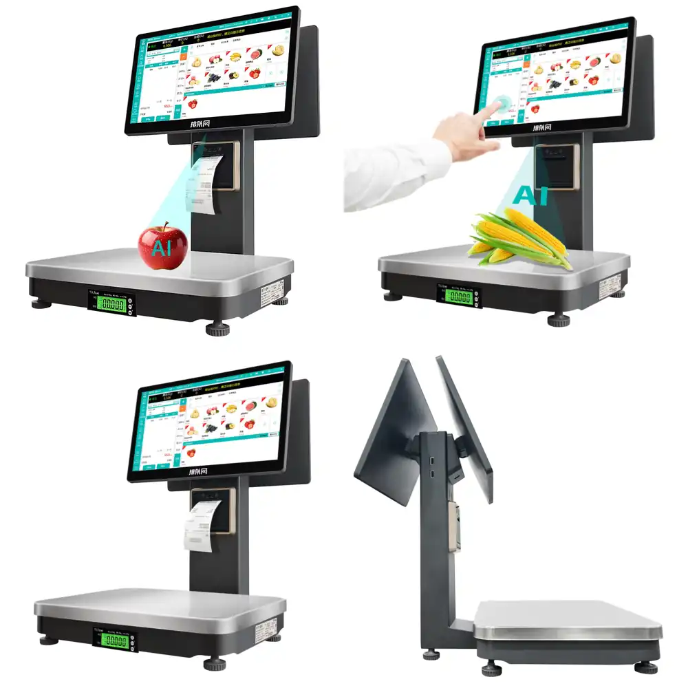 Label Printer - เครื่องชั่งน้ำหนัก AI พร้อมหน้าจอคู่และเครื่องพิมพ์ในตัวสำหรับระบบ POS บน Windows