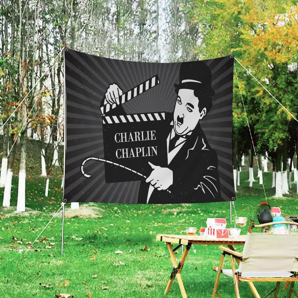 Commercial Printing Company - แบนเนอร์ปาร์ตี้ธงโฆษณาเชิงพาณิชย์พิมพ์ขั้นสูง ลายดาราภาพยนตร์คลาสสิก ชาร์ลี แชปลิน